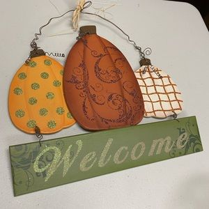 Home Interiors-Ch Pumpkins Welcome Door Decorative Plaque